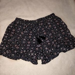 Blue/Pink/White Pattern ruffle shorts